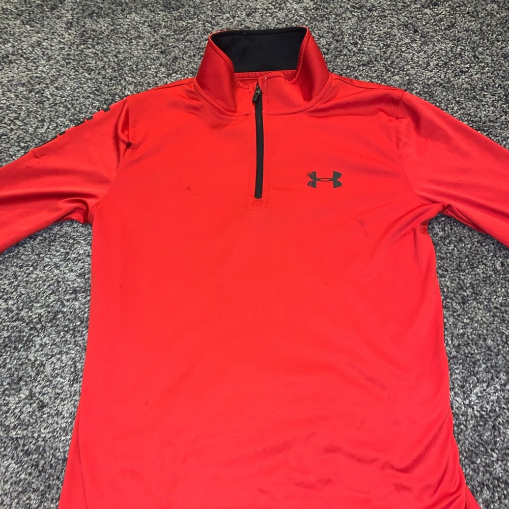 youth medium boys red under armour quarter zip